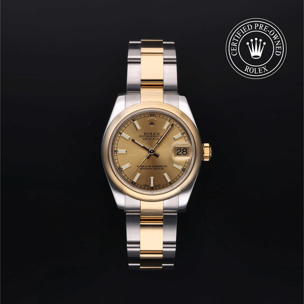 Rolex Certified Pre-owned Lady Datejust M178243-0008 front on black background