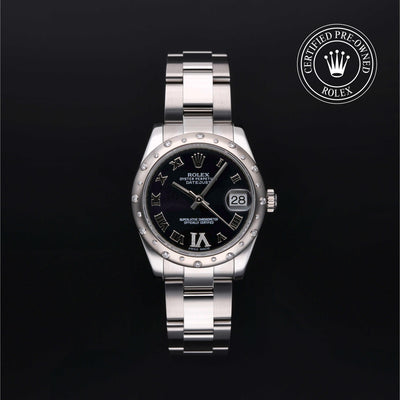 Rolex Certified Pre-owned Lady Datejust M178344-0016 front on black background