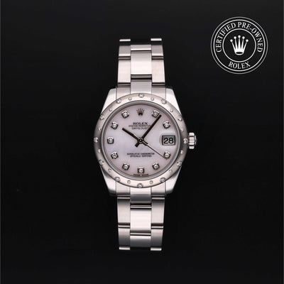 Rolex CPO Lady Datejust M178344 front on white background
