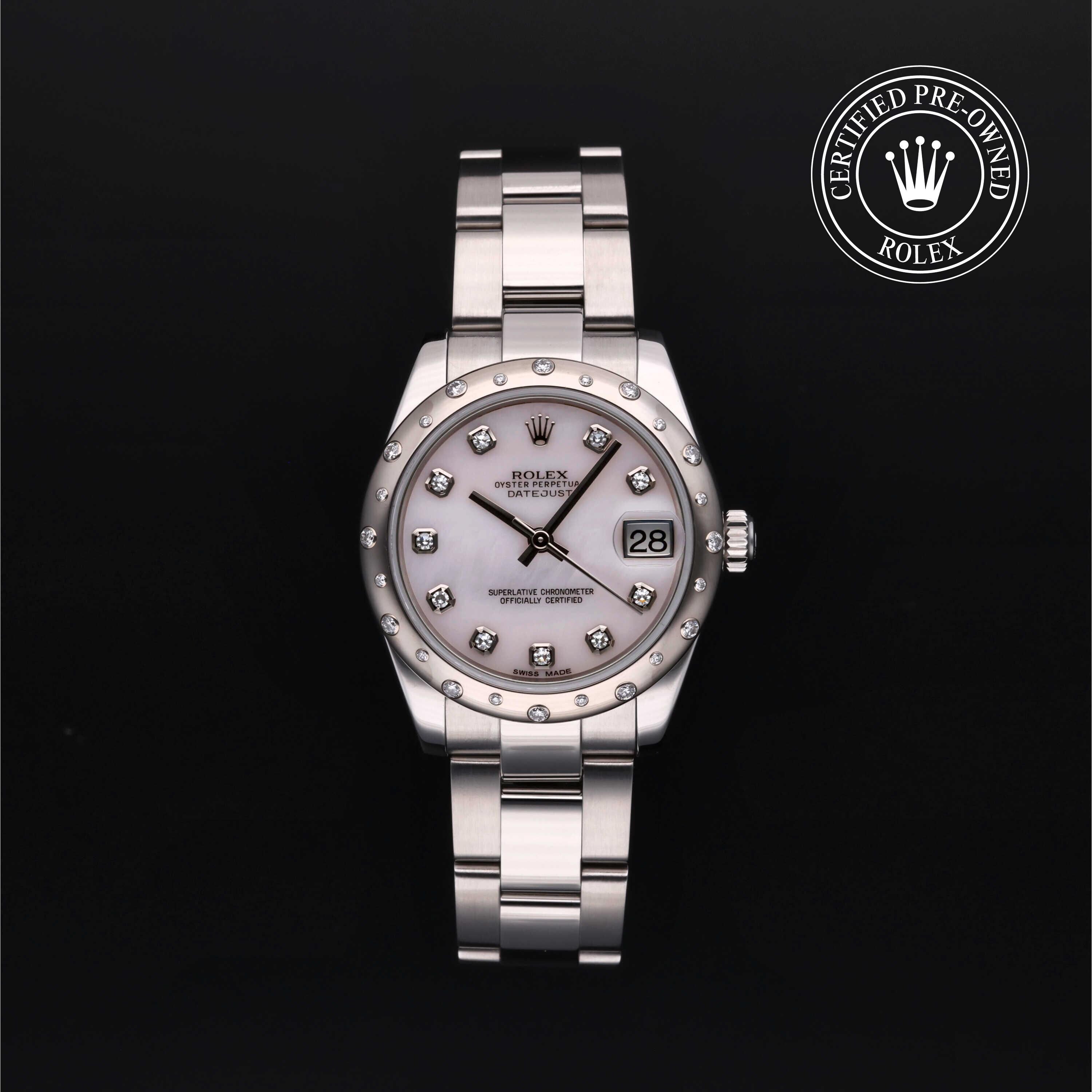 Rolex CPO Lady Datejust M178344 front on white background