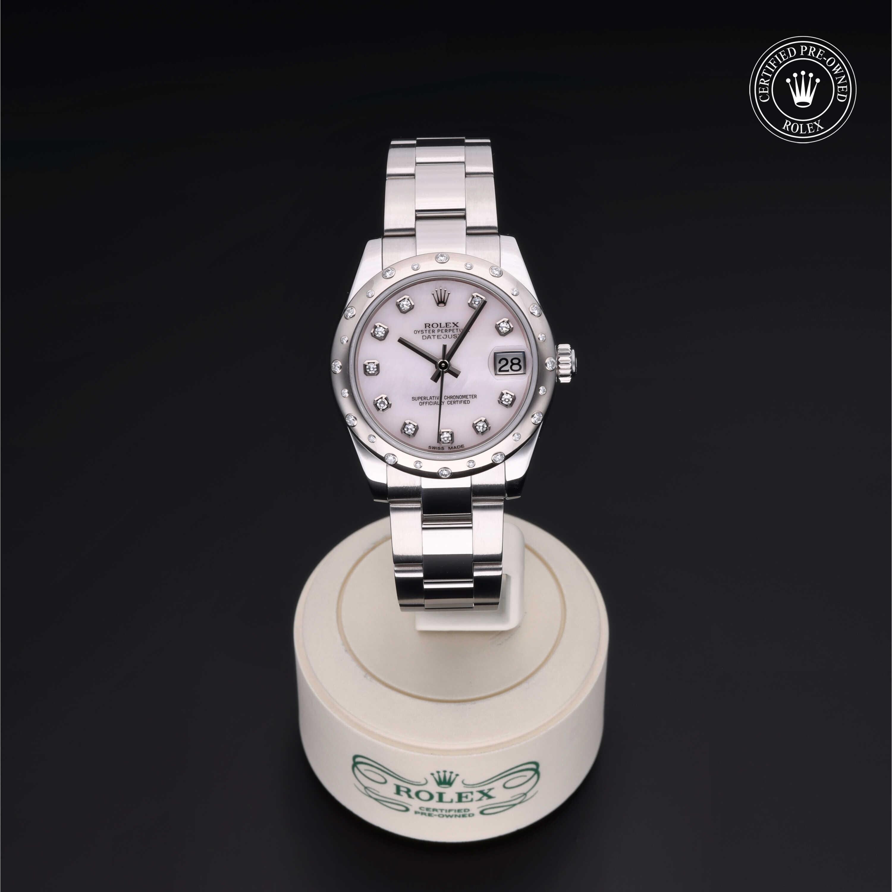 Rolex CPO Lady Datejust M178344 front on white background