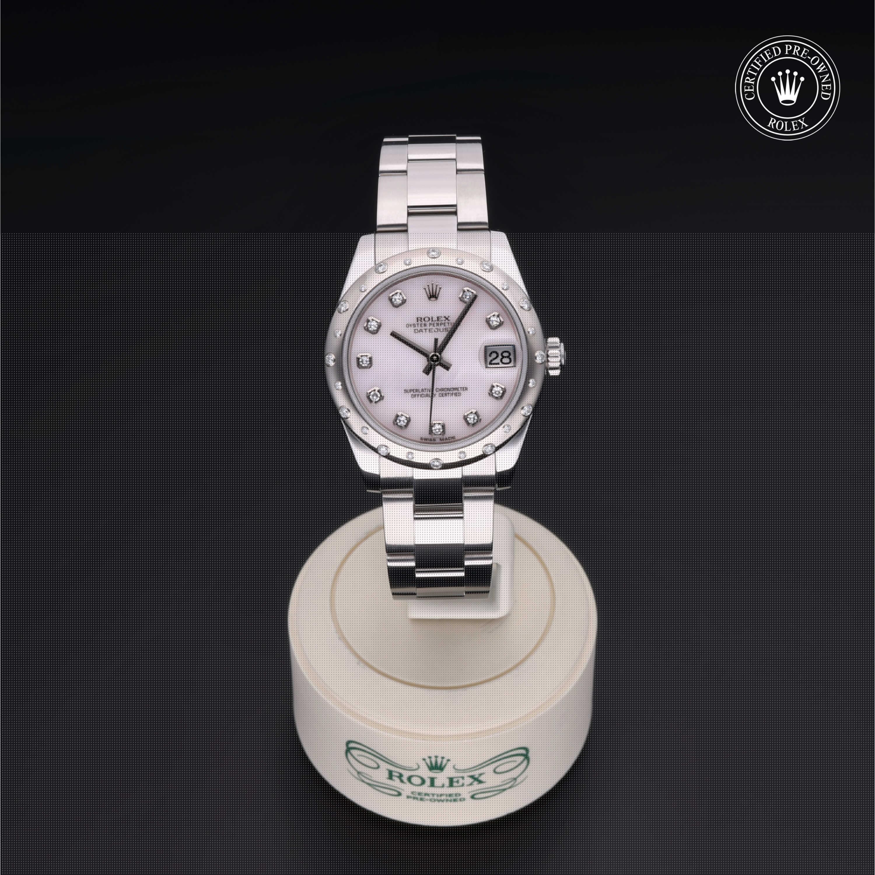 Rolex CPO Lady Datejust M178344 front on white background