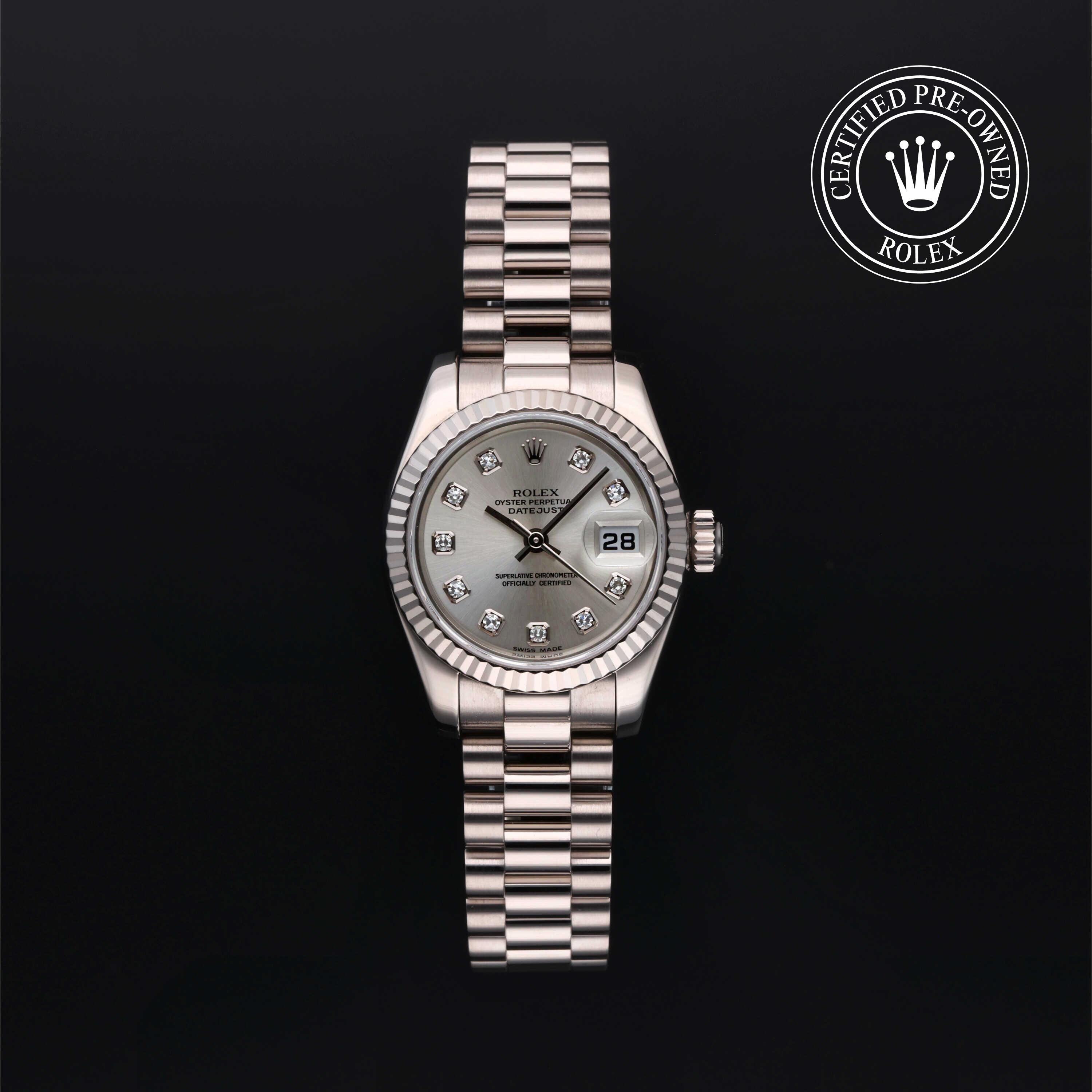 Rolex Certified Pre-owned Lady Datejust M179179-0066 front on black background