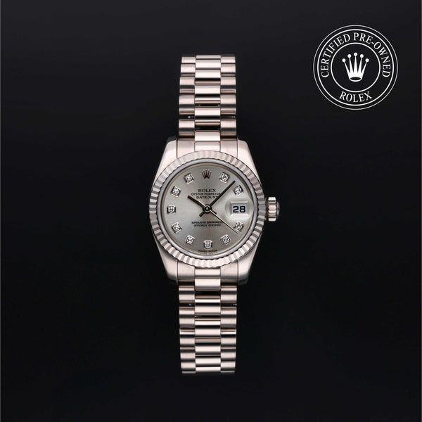 Rolex Certified Pre-owned Lady Datejust M179179-0066 front on black background