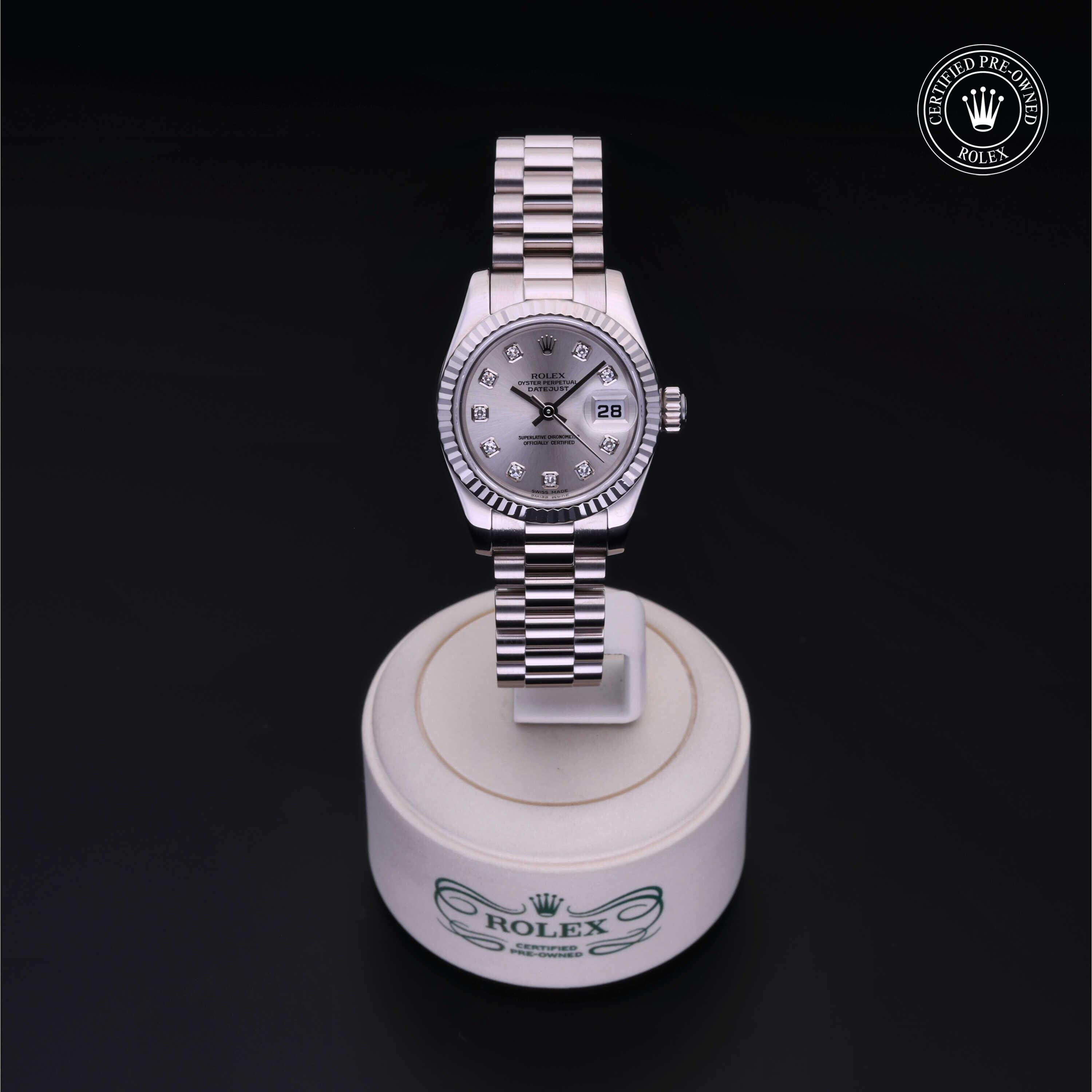 Rolex Certified Pre-owned Lady Datejust M179179-0066 front on black background
