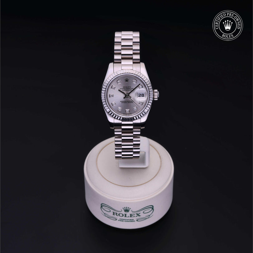 Rolex Certified Pre-owned Lady Datejust M179179-0066 front on black background