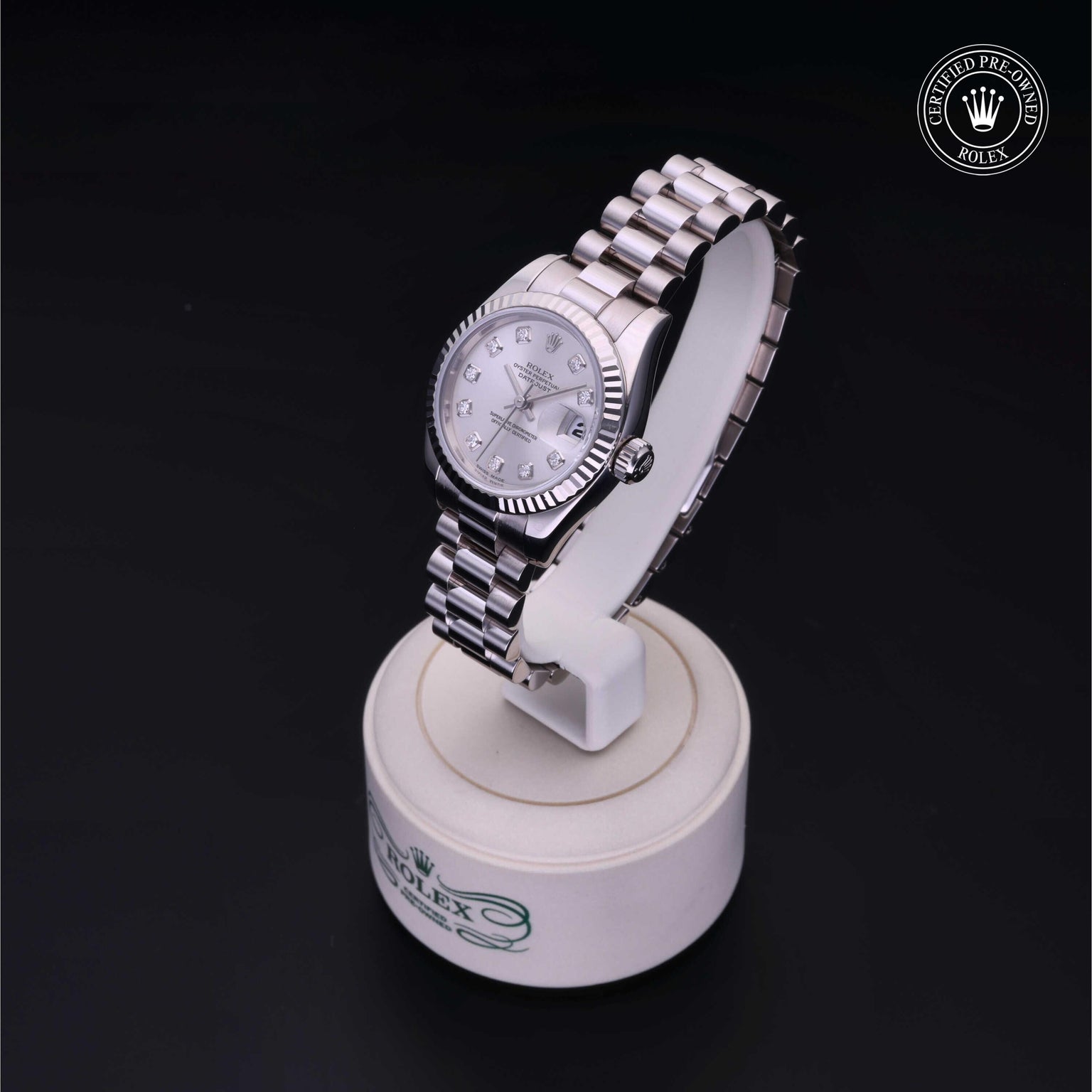 Rolex Certified Pre-owned Lady Datejust M179179-0066 front on black background