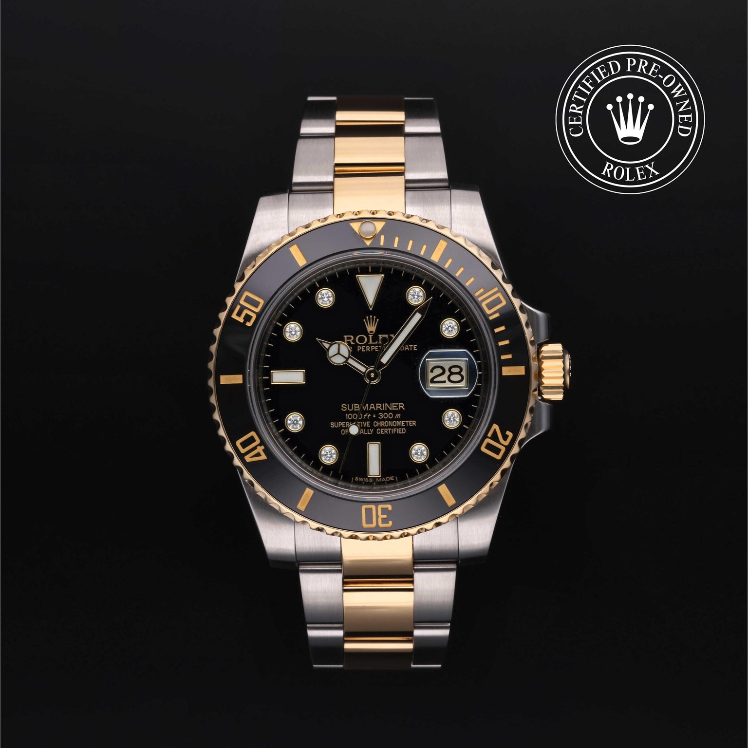Rolex CPO Submariner M116613LN front on white background