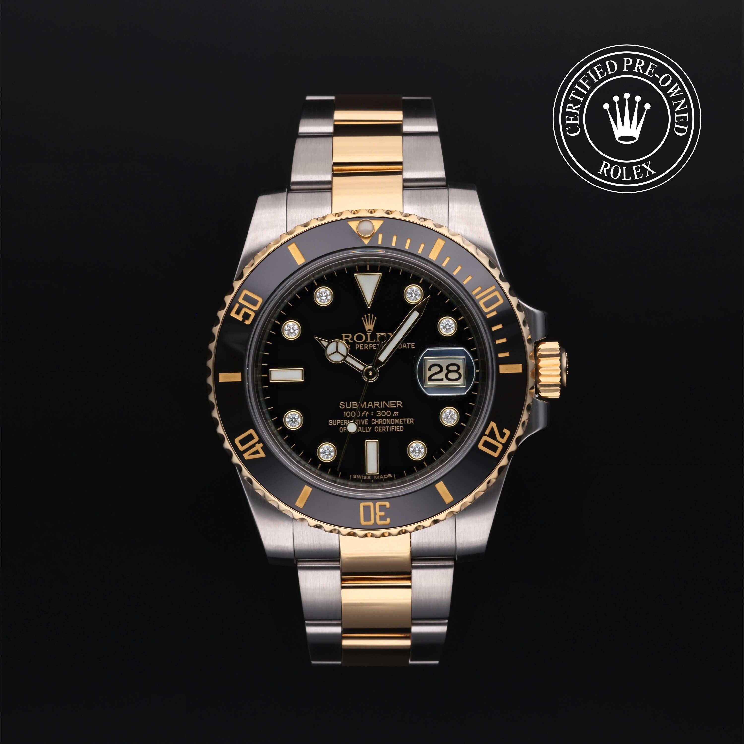 Rolex CPO Submariner M116613LN front on white background