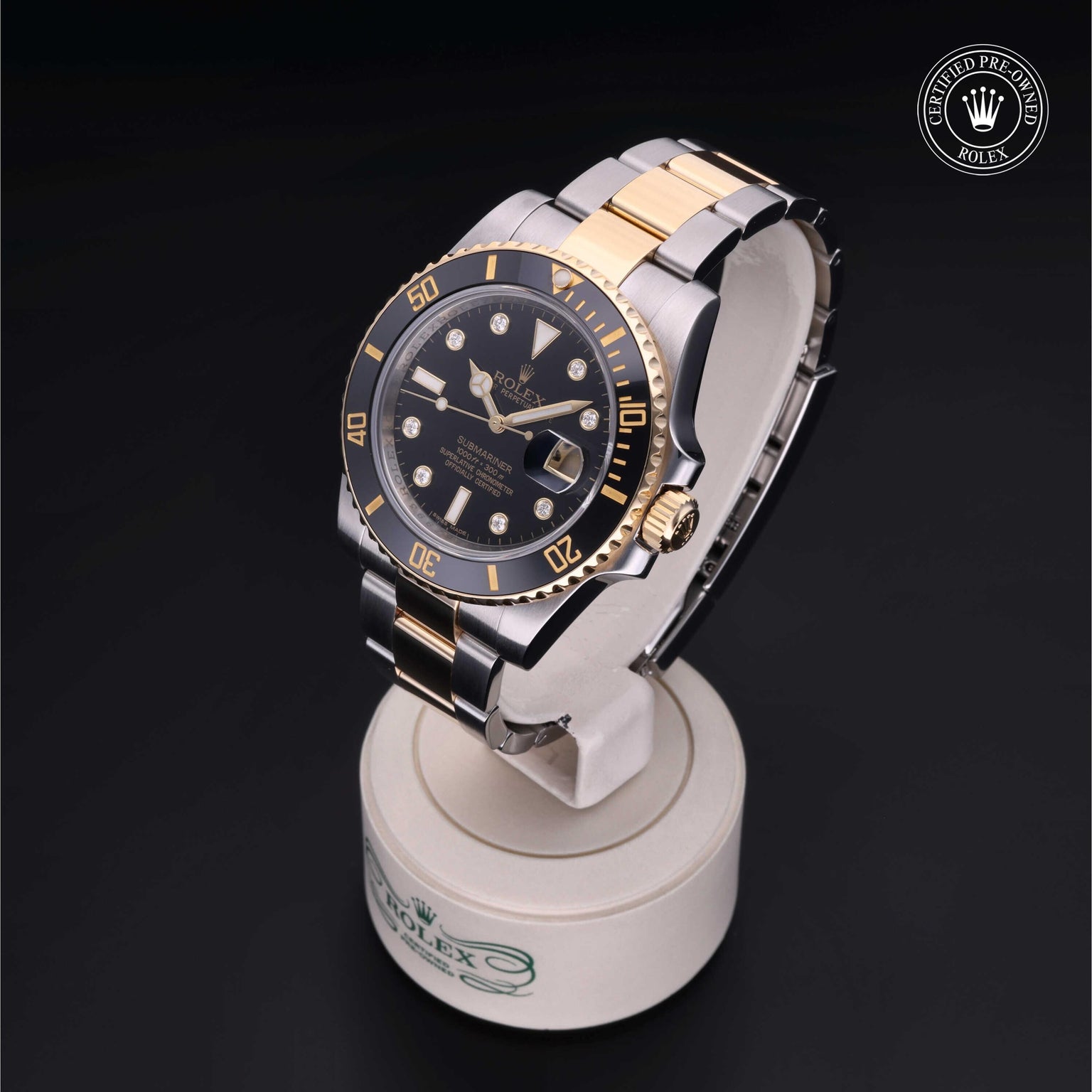 Rolex CPO Submariner M116613LN front on white background