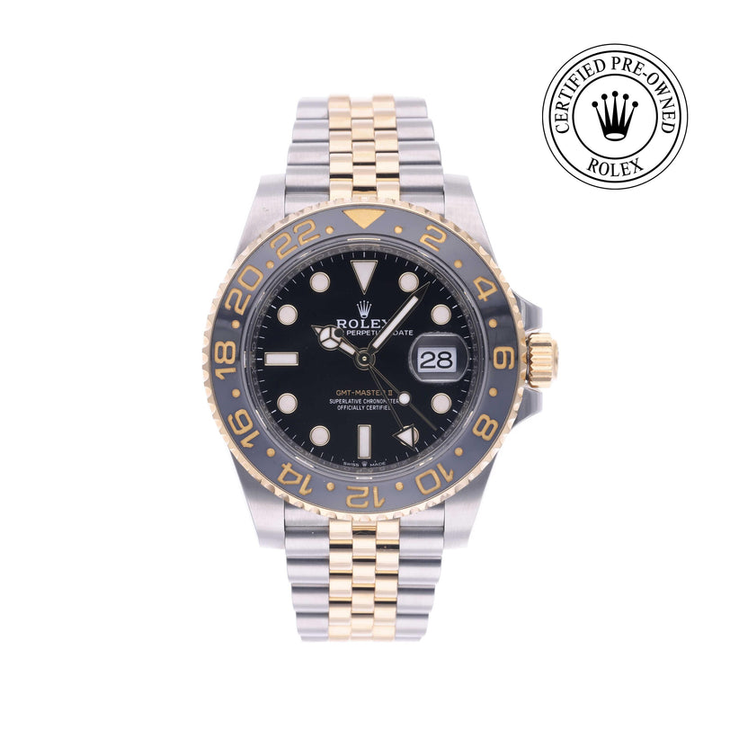 Rolex Certified Pre-owned GMT II M126713GRNR-0001 front on white background