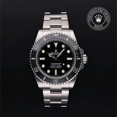 Rolex Certified Pre-owned Submariner M124060-0001 front on black background