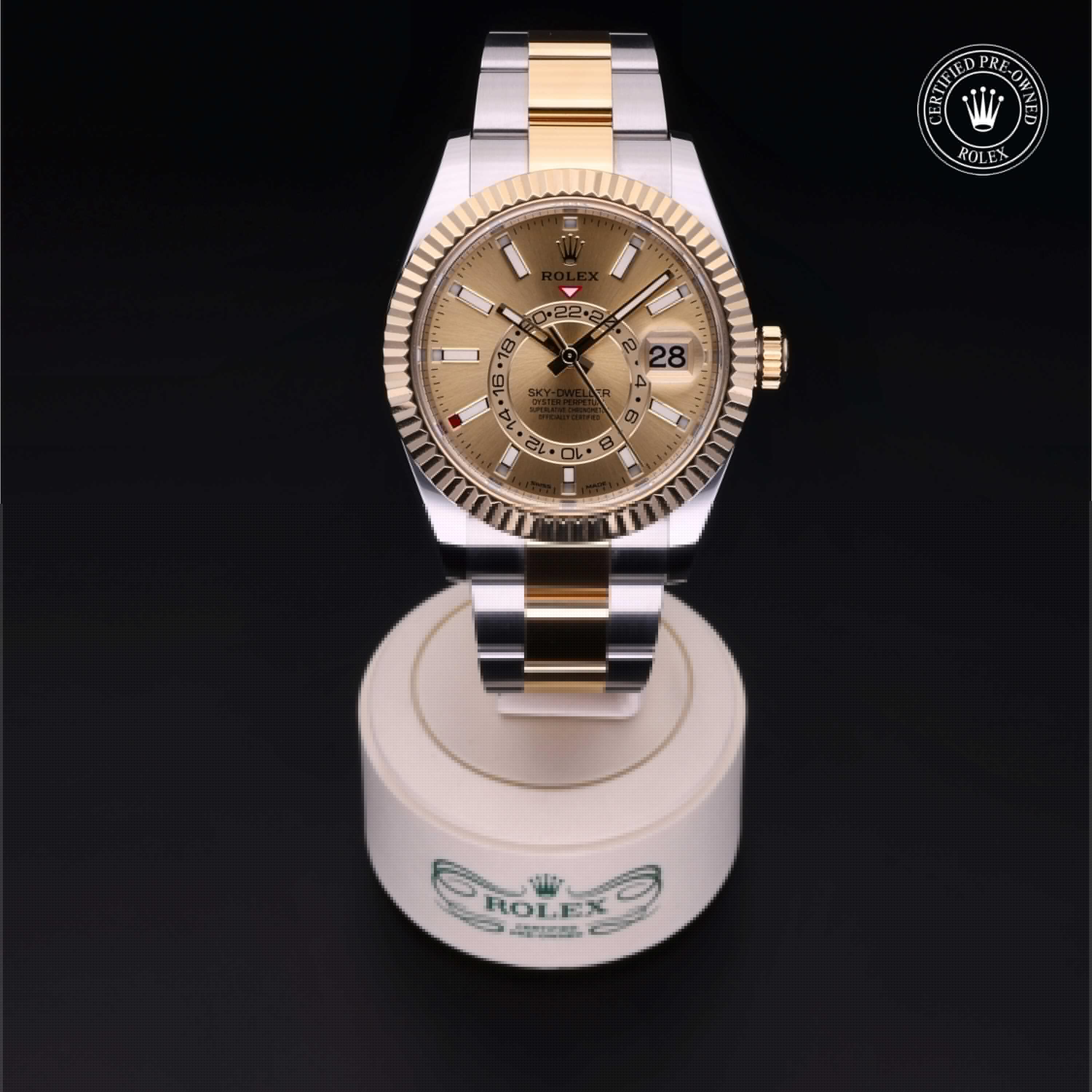 Rolex CPO Sky-Dweller M326933 front on white background