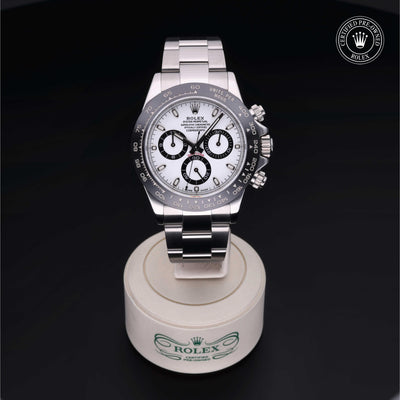 Rolex Certified Pre-owned Daytona M116500LN-0001 front on black background