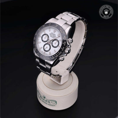 Rolex Certified Pre-owned Daytona M116500LN-0001 front on black background