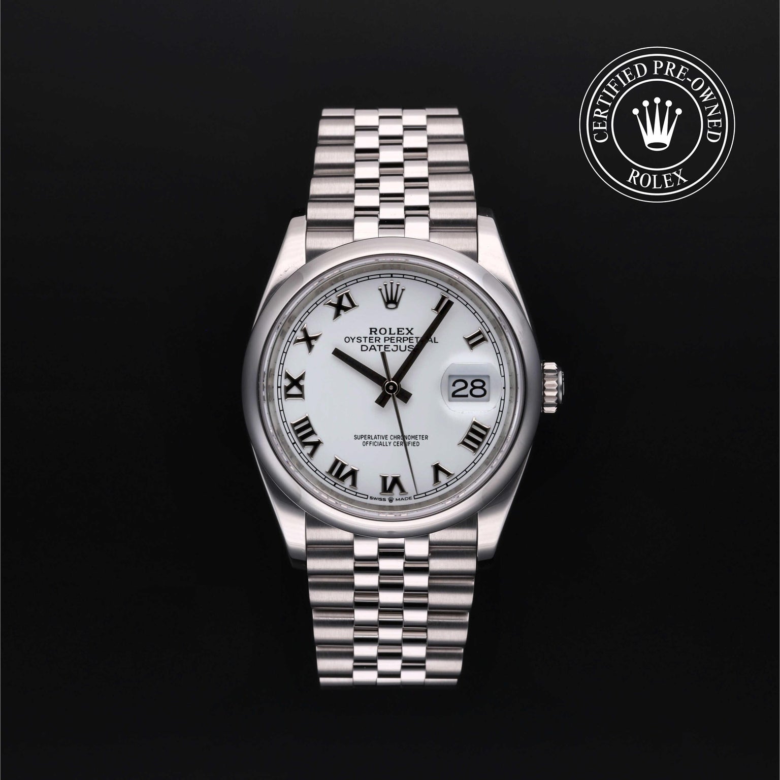 Rolex CPO Datejust M126200 front on white background