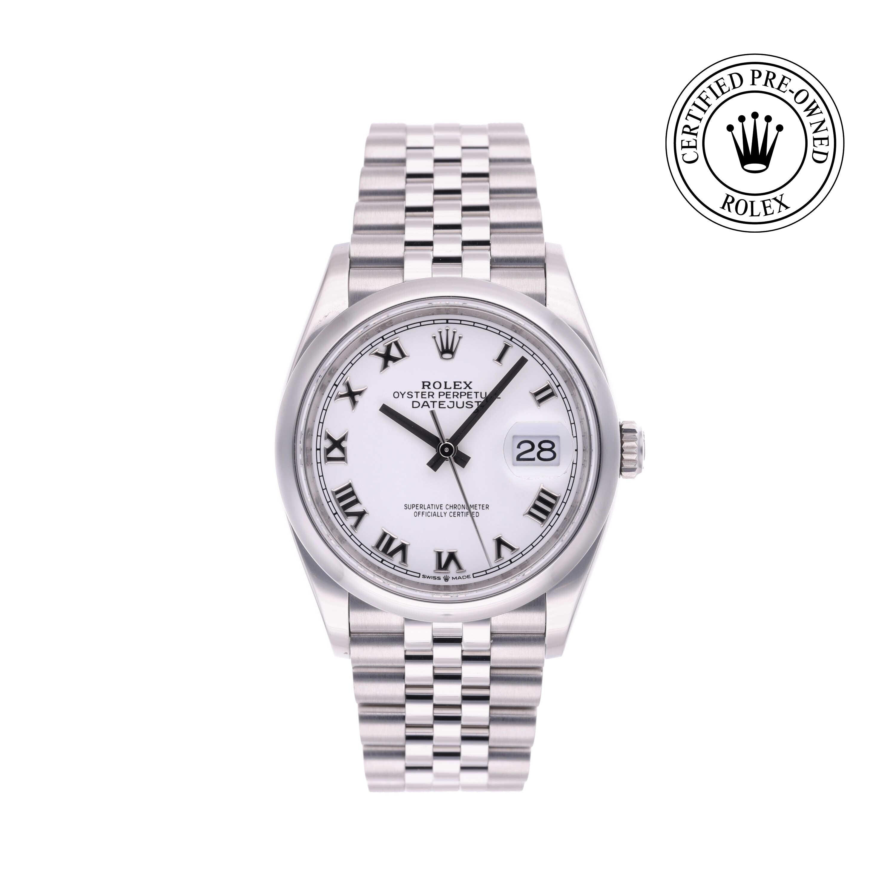 Rolex CPO Datejust M126200 front on white background