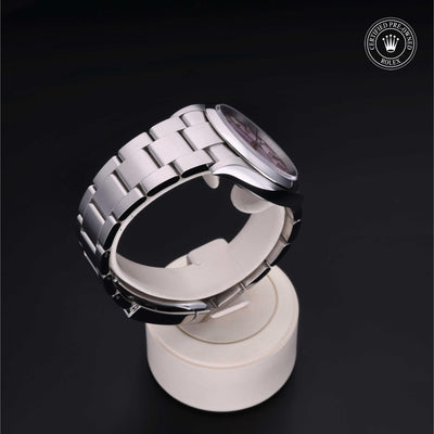 Rolex Certified Pre-owned Oyster Perpetual M126000-0008 front on black background