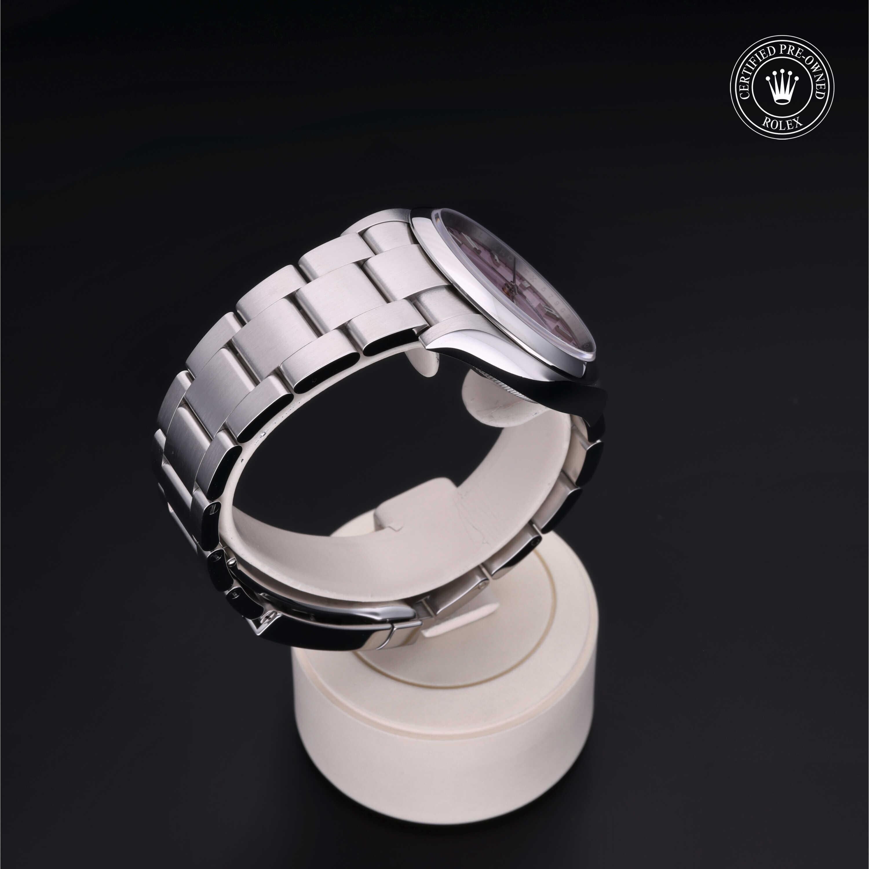 Rolex Certified Pre-owned Oyster Perpetual M126000-0008 front on black background