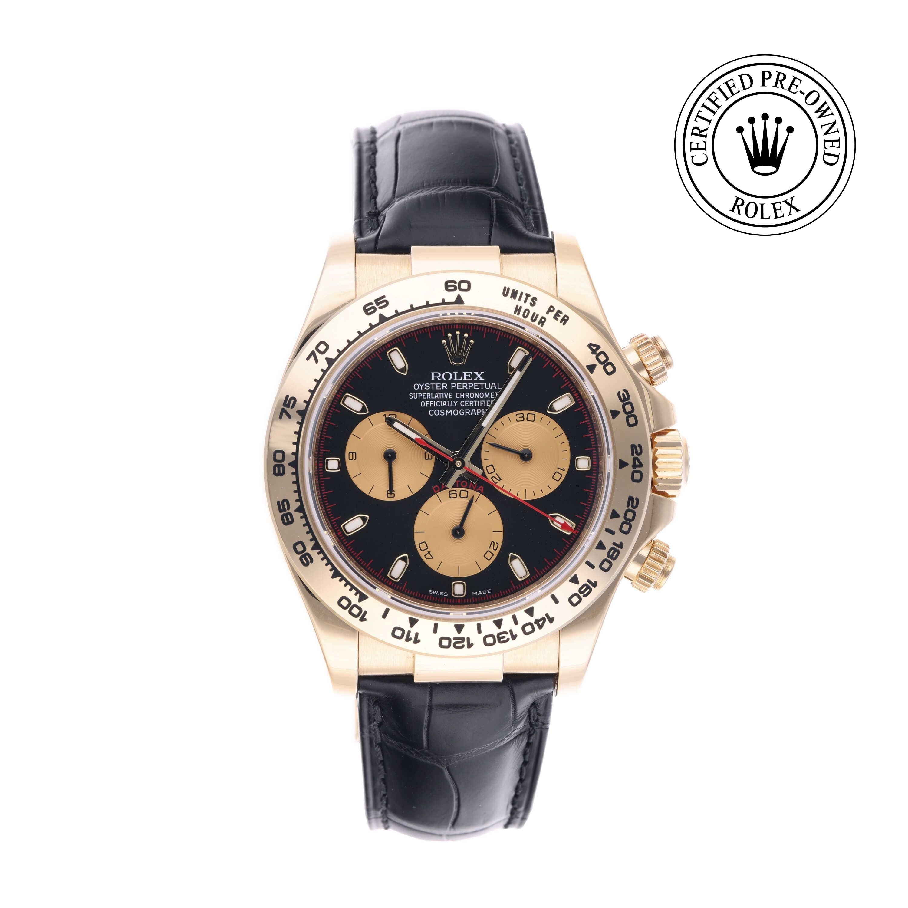 Rolex Certified Pre-owned Daytona M116518-0037 front on white background