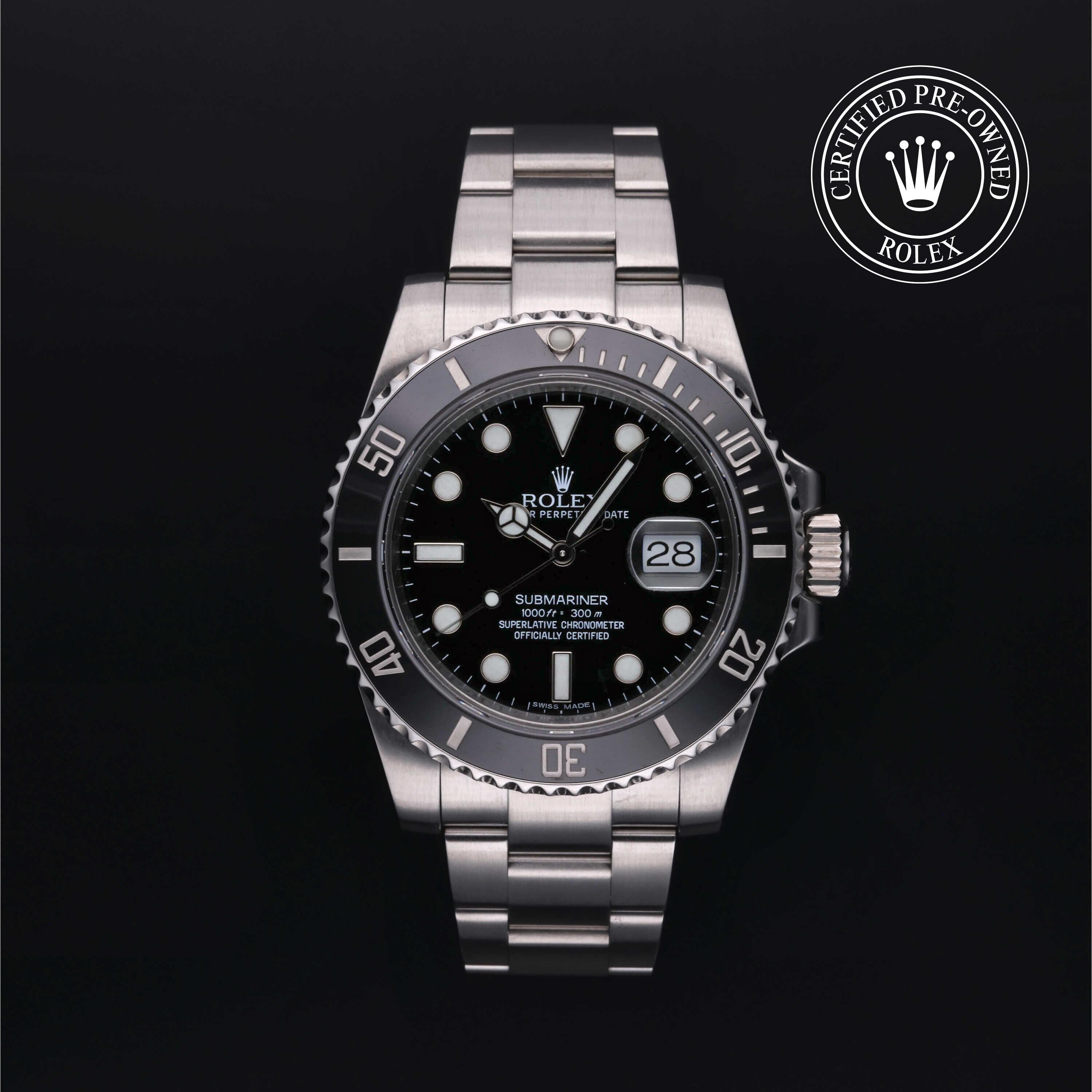 Rolex CPO Submariner M116610LN front on white background