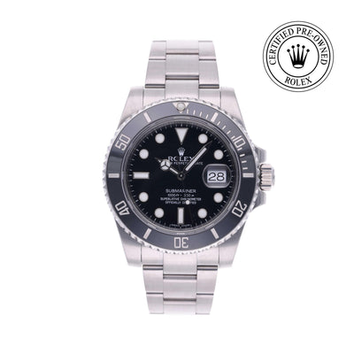 Rolex CPO Submariner M116610LN front on white background