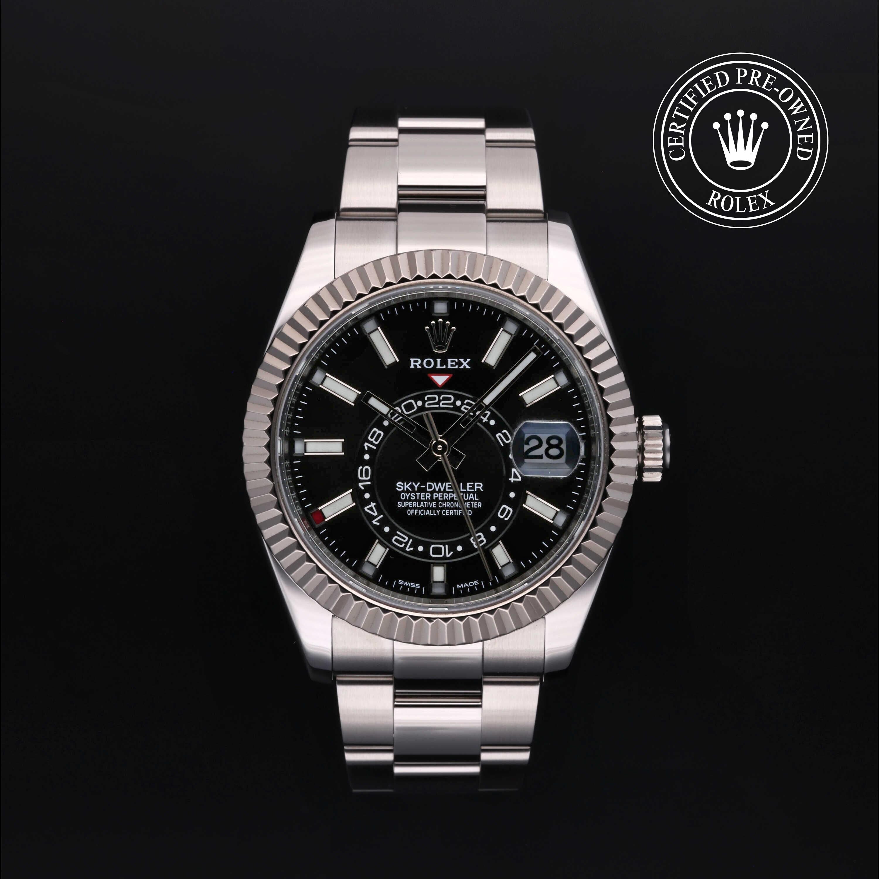 Rolex Certified Pre-owned Sky-Dweller M326934-0005 front on black background