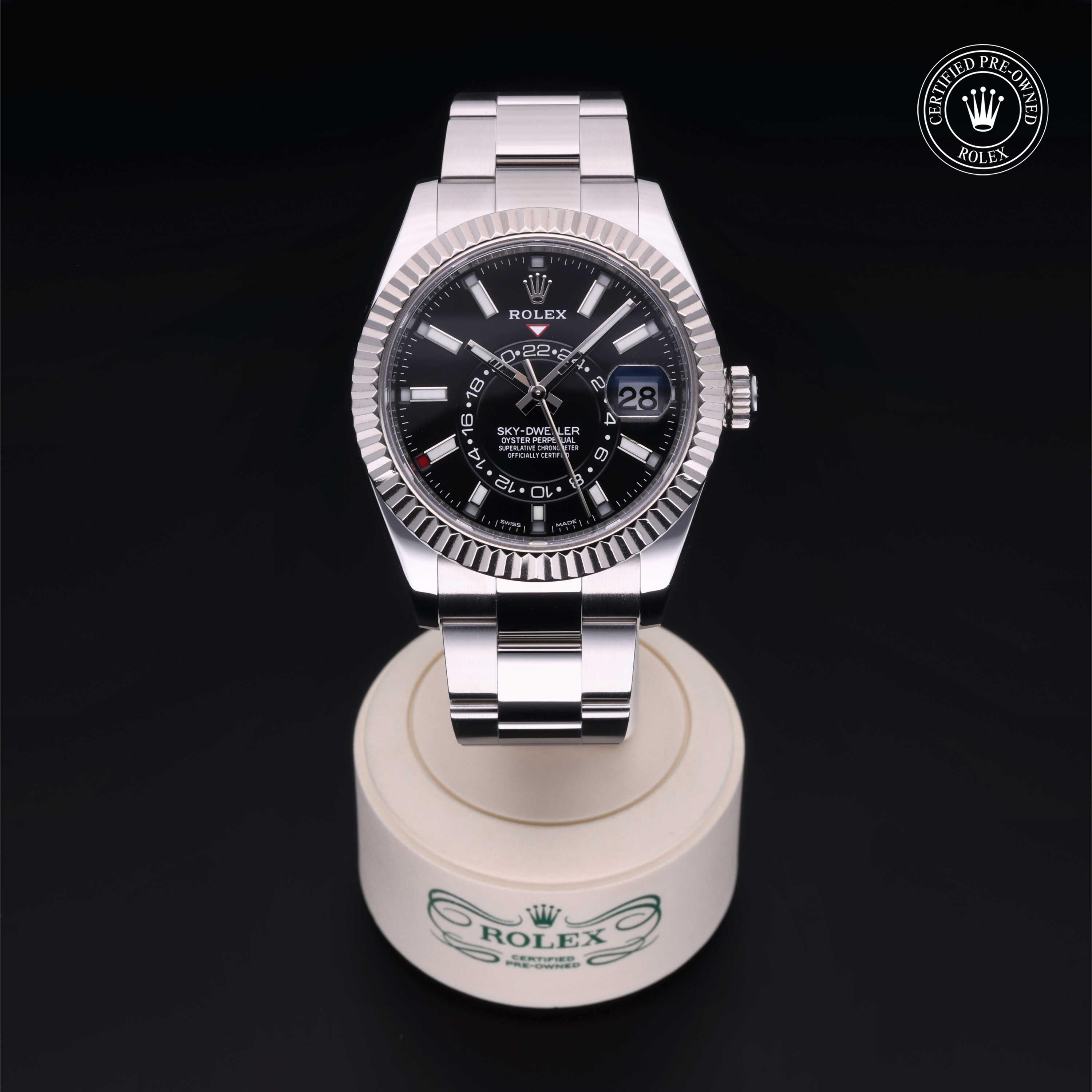 Rolex Certified Pre-owned Sky-Dweller M326934-0005 front on black background