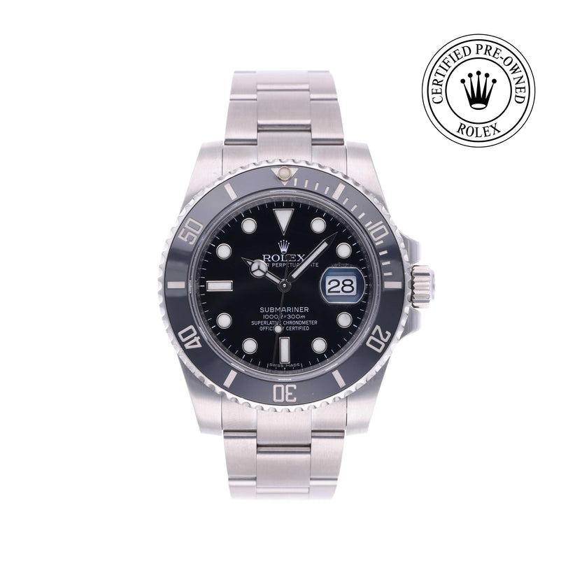 Rolex Certified Pre-owned Submariner M116610LN-0001 front on white background