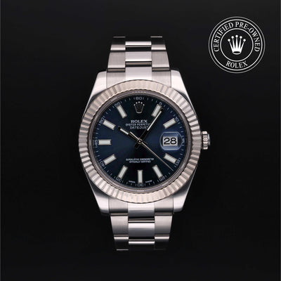 Rolex Certified Pre-owned Datejust M116334-0005 front on black background