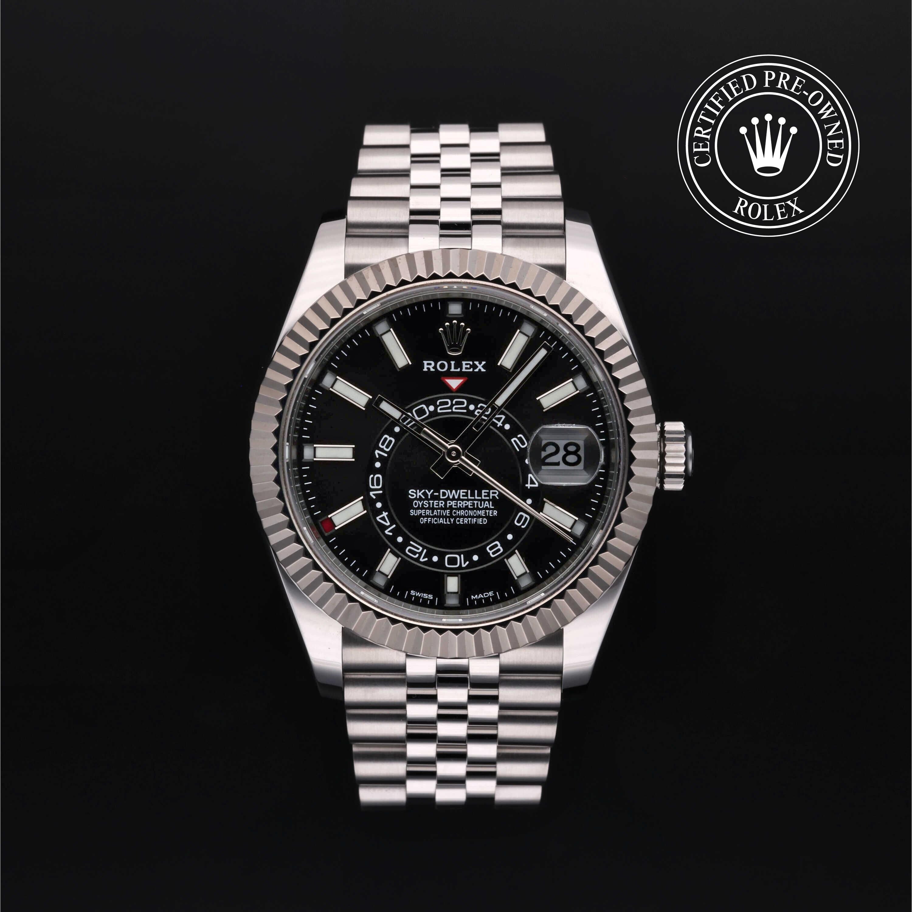 Rolex Certified Pre-owned Sky-Dweller M326934-0006 front on black background