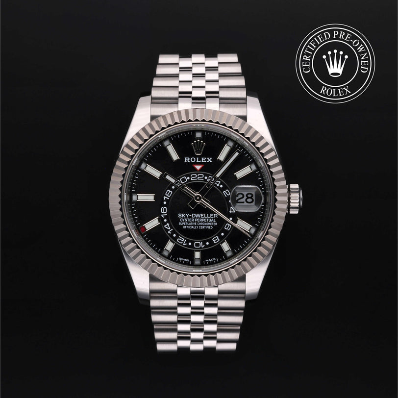 Rolex Certified Pre-owned Sky-Dweller M326934-0006 front on black background