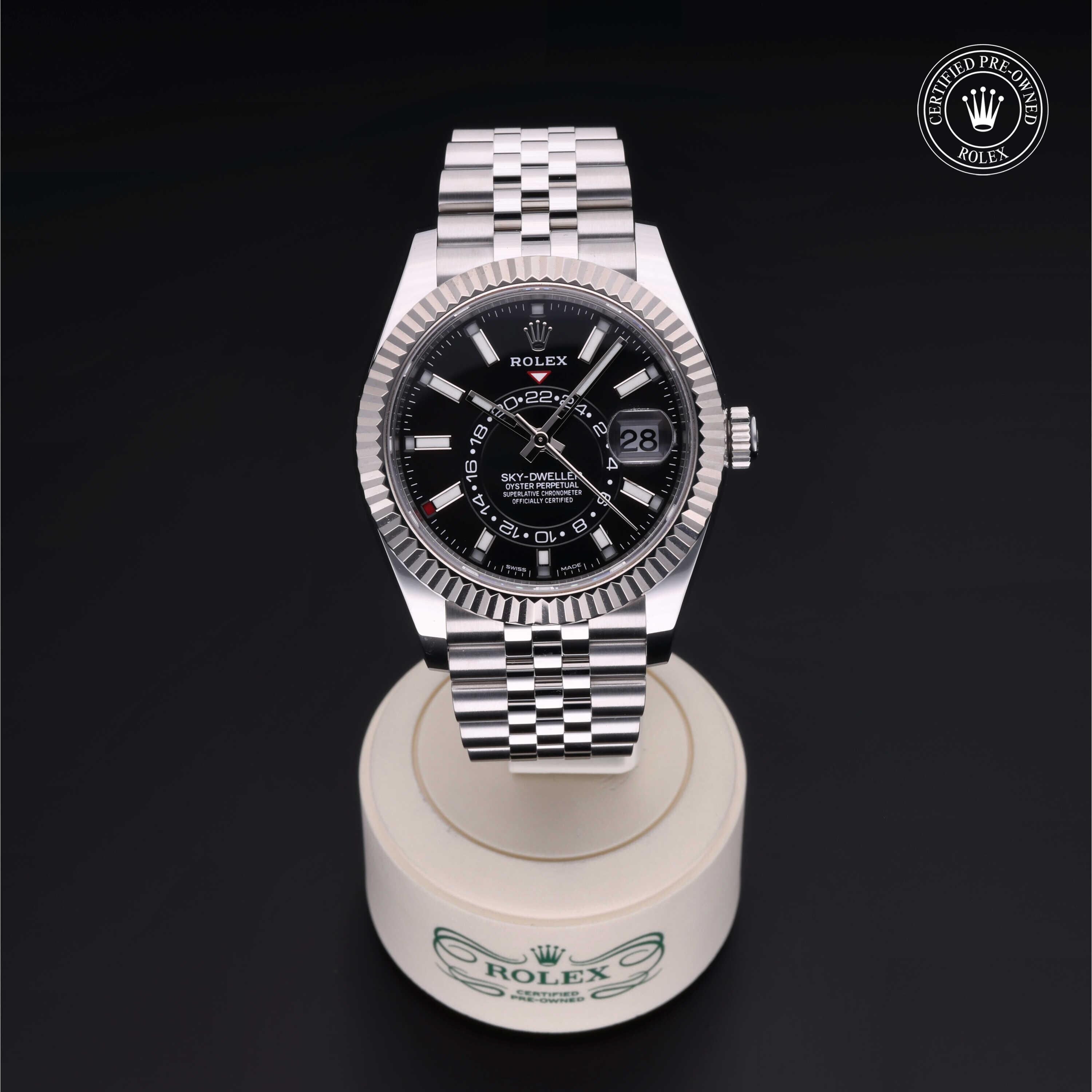 Rolex Certified Pre-owned Sky-Dweller M326934-0006 front on black background