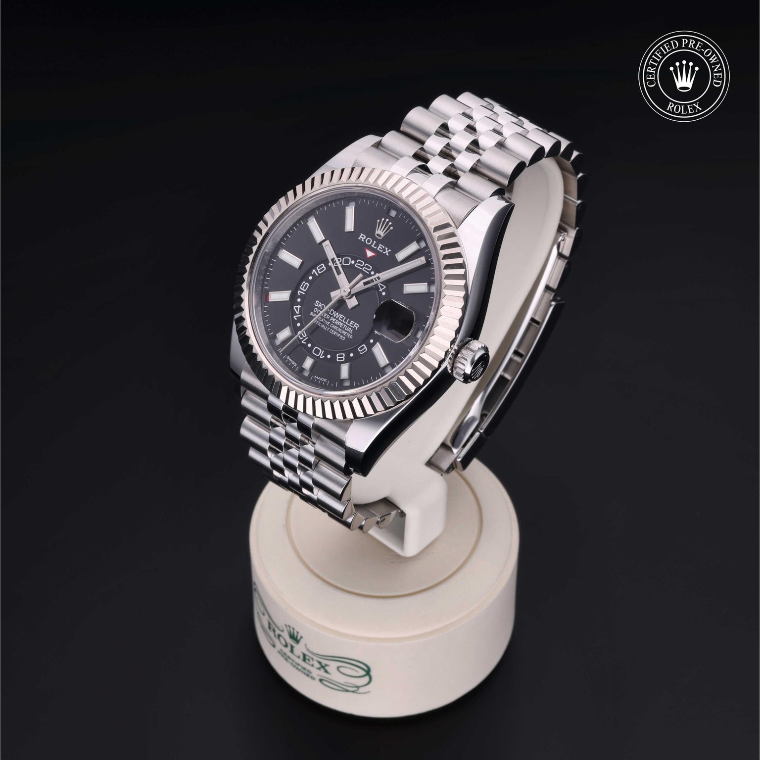 Rolex Certified Pre-owned Sky-Dweller M326934-0006 front on black background