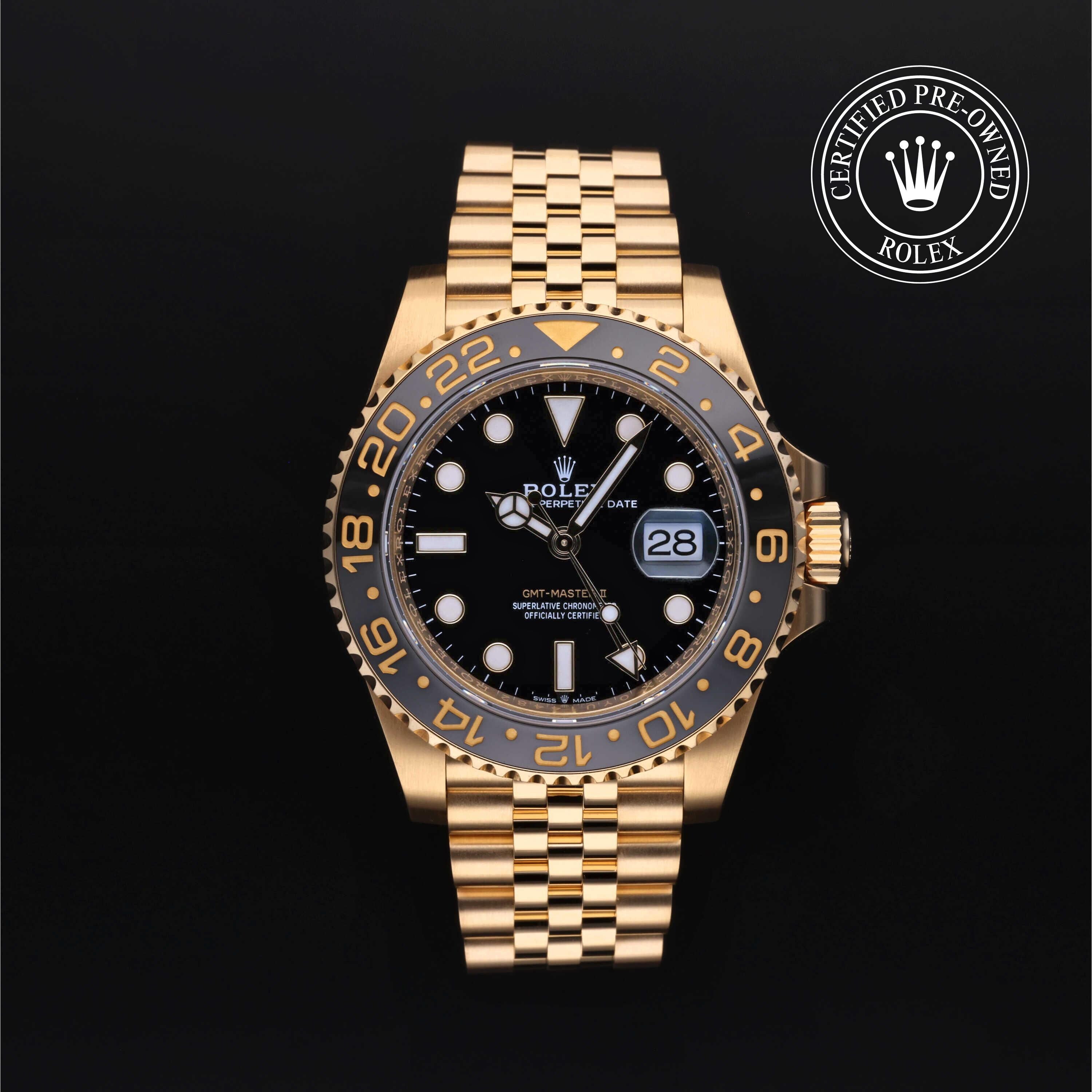 Rolex CPO GMT M126718GRNR front on white background