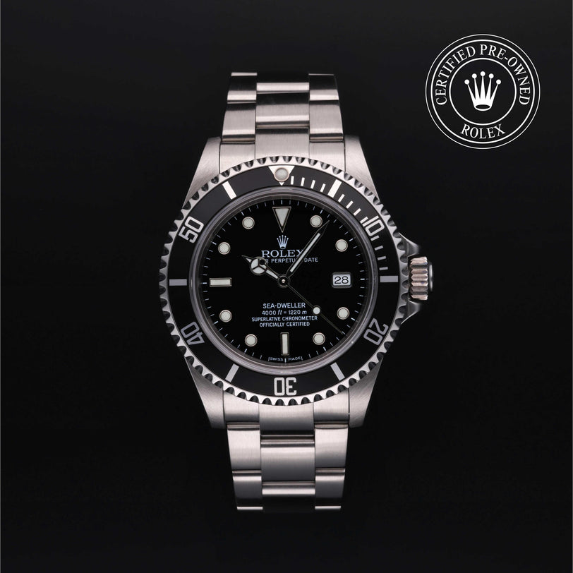Rolex Certified Pre-owned Sea-Dweller M16600-0003 front on black background