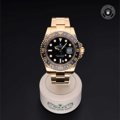 Rolex CPO GMT M116718LN front on white background