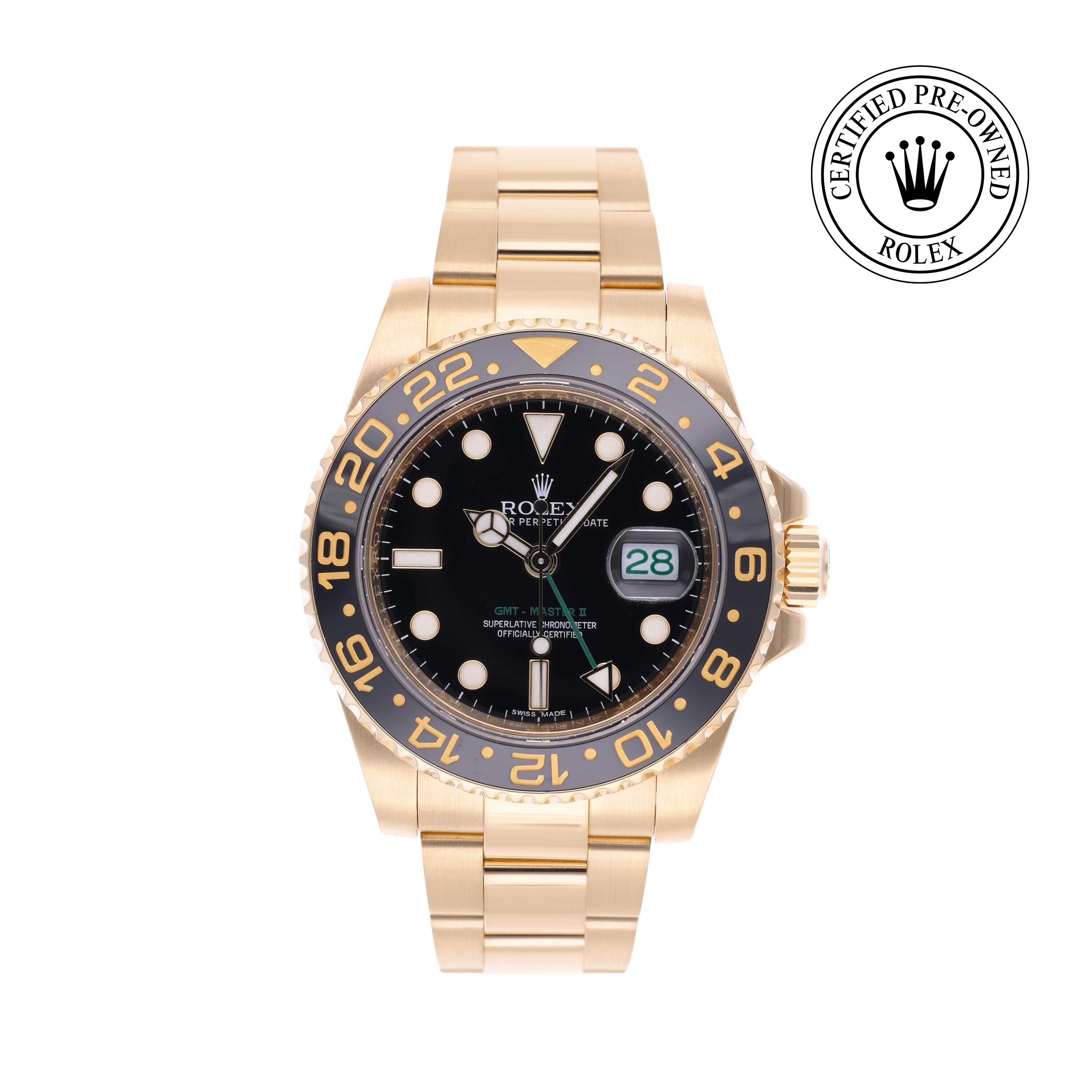 Rolex CPO GMT M116718LN front on white background