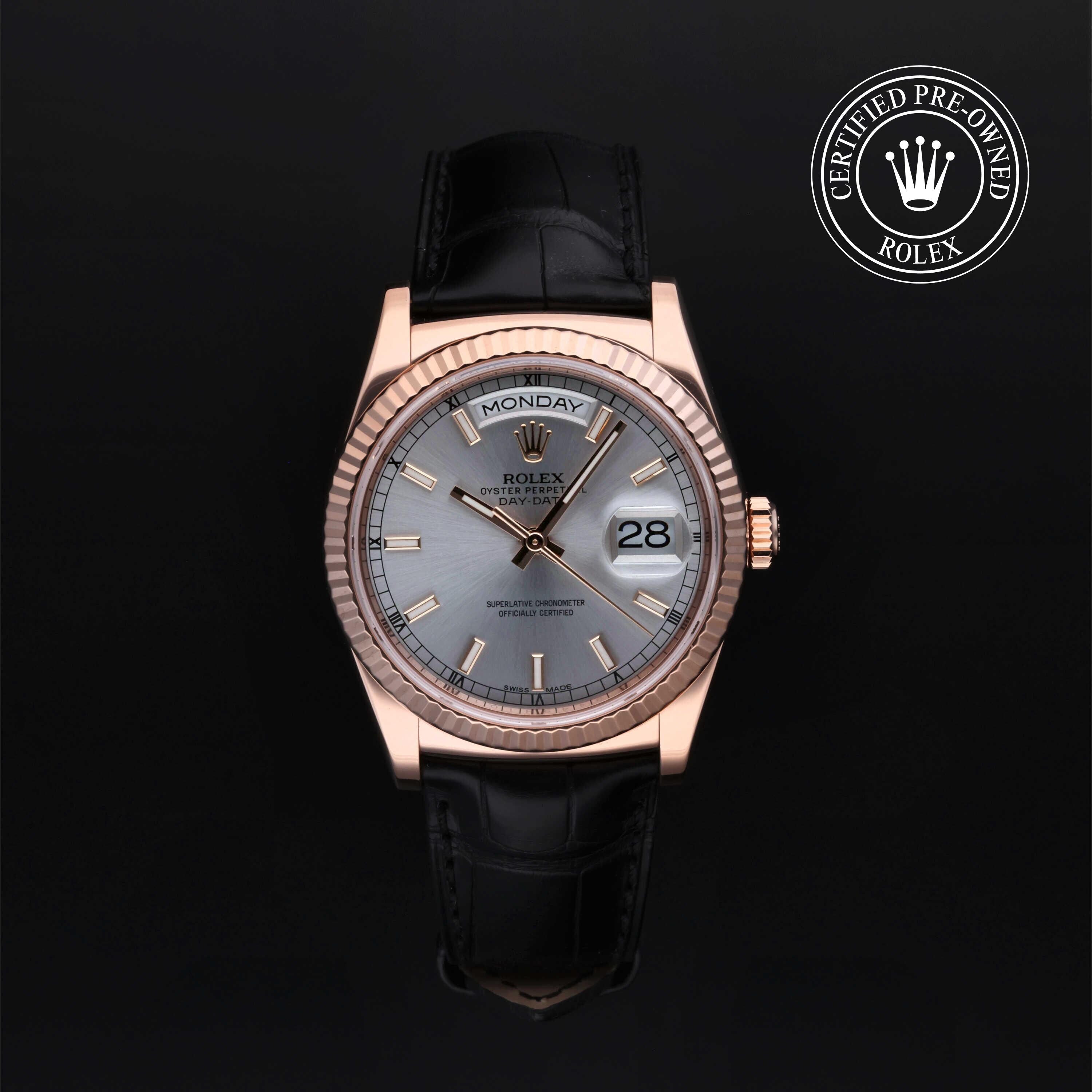 Rolex Certified Pre-owned Day-date M118135-0005 front on black background