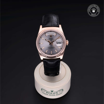 Rolex Certified Pre-owned Day-date M118135-0005 front on black background