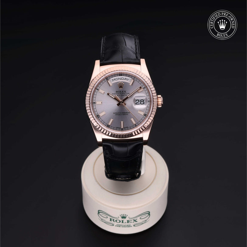 Rolex Certified Pre-owned Day-date M118135-0005 front on black background