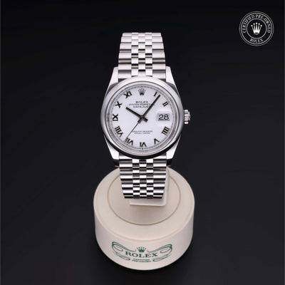 Rolex Certified Pre-owned Datejust M126200-0007 front on black background