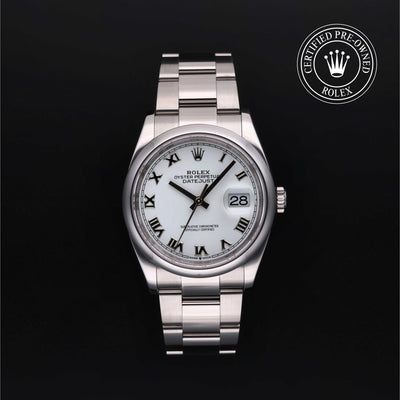 Rolex Certified Pre-owned Datejust M126200-0008 front on black background