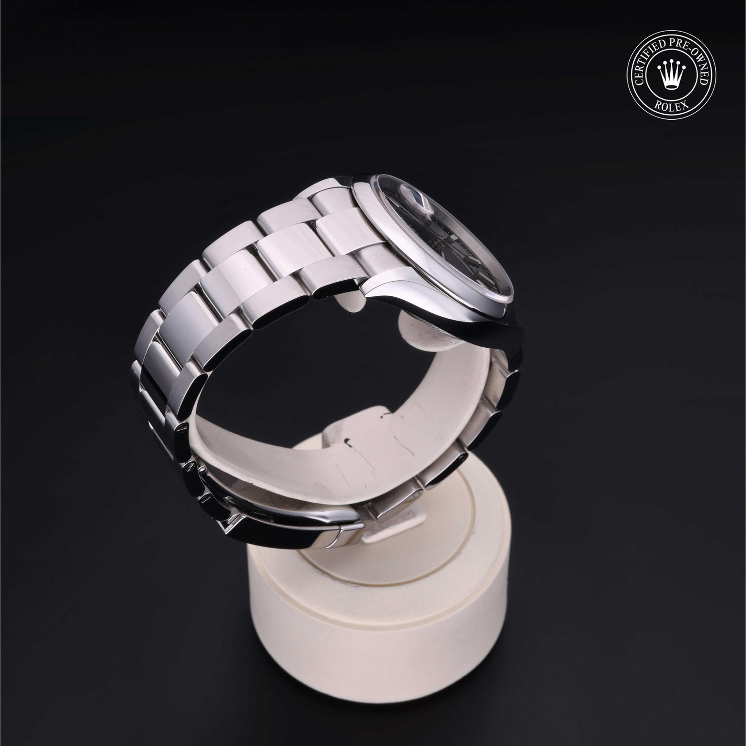 Rolex Certified Pre-owned Datejust M126200-0004 front on black background