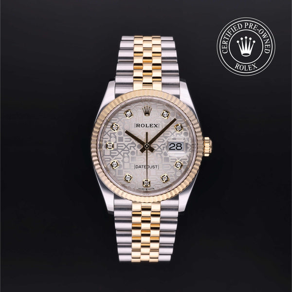 Rolex Certified Pre-owned Datejust M126233-0027 front on black background