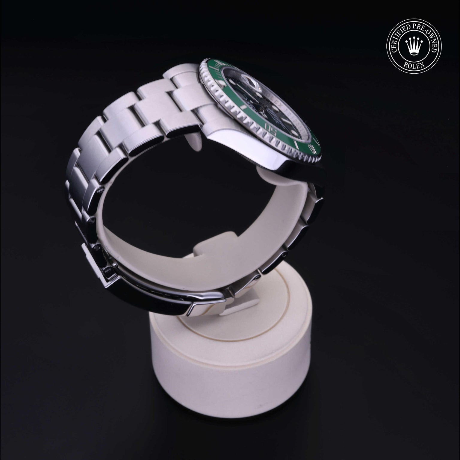 Rolex Certified Pre-owned Submariner M116610LV-0002 front on black background