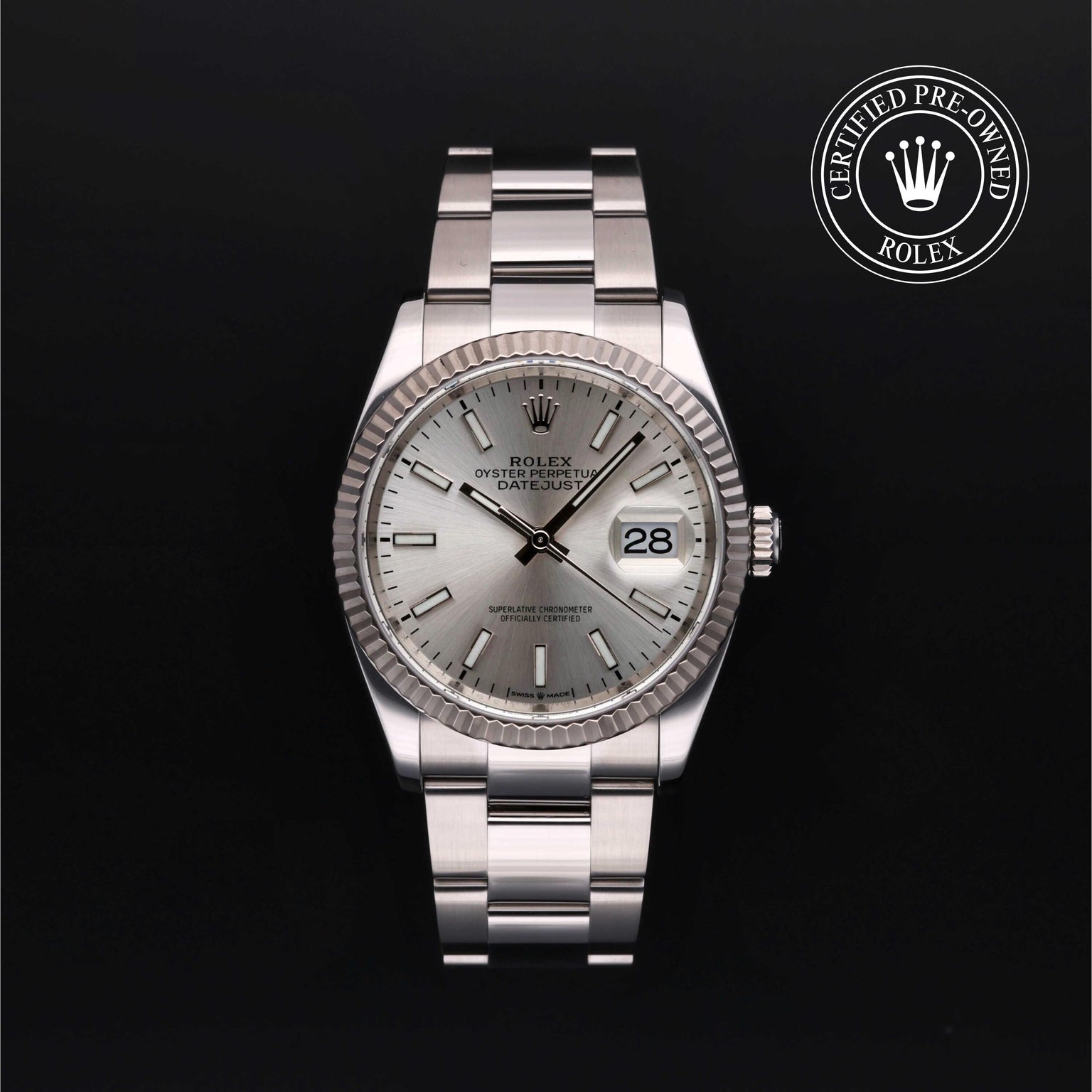 Rolex CPO Datejust M126234 front on white background