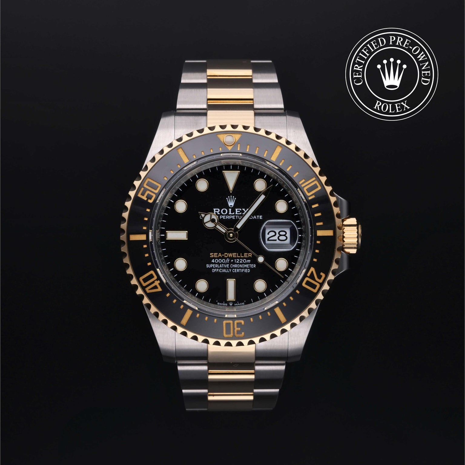Rolex Certified Pre-owned Sea-Dweller M126603-0001 front on black background
