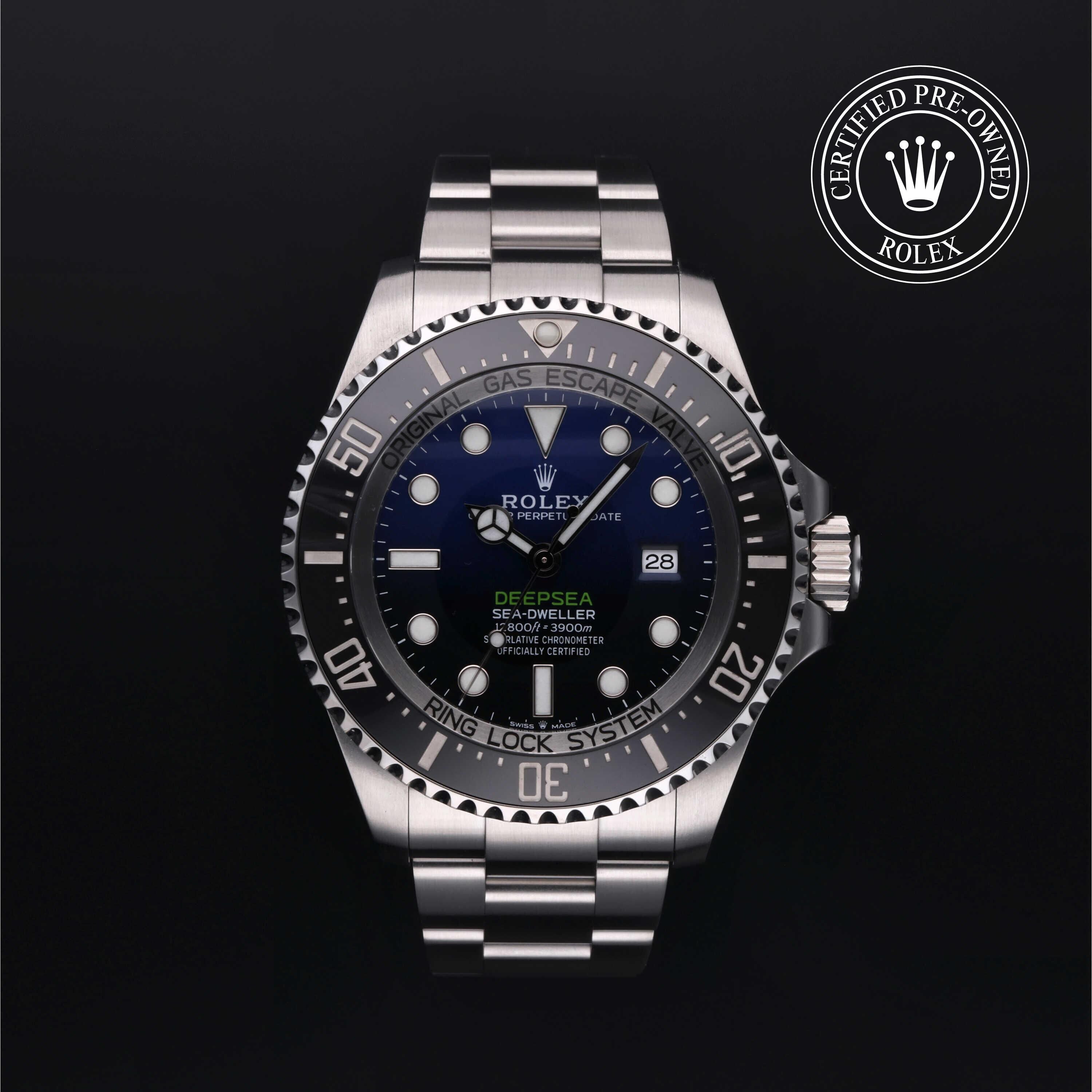 Rolex Certified Pre-owned Sea-Dweller M126660-0002 front on black background