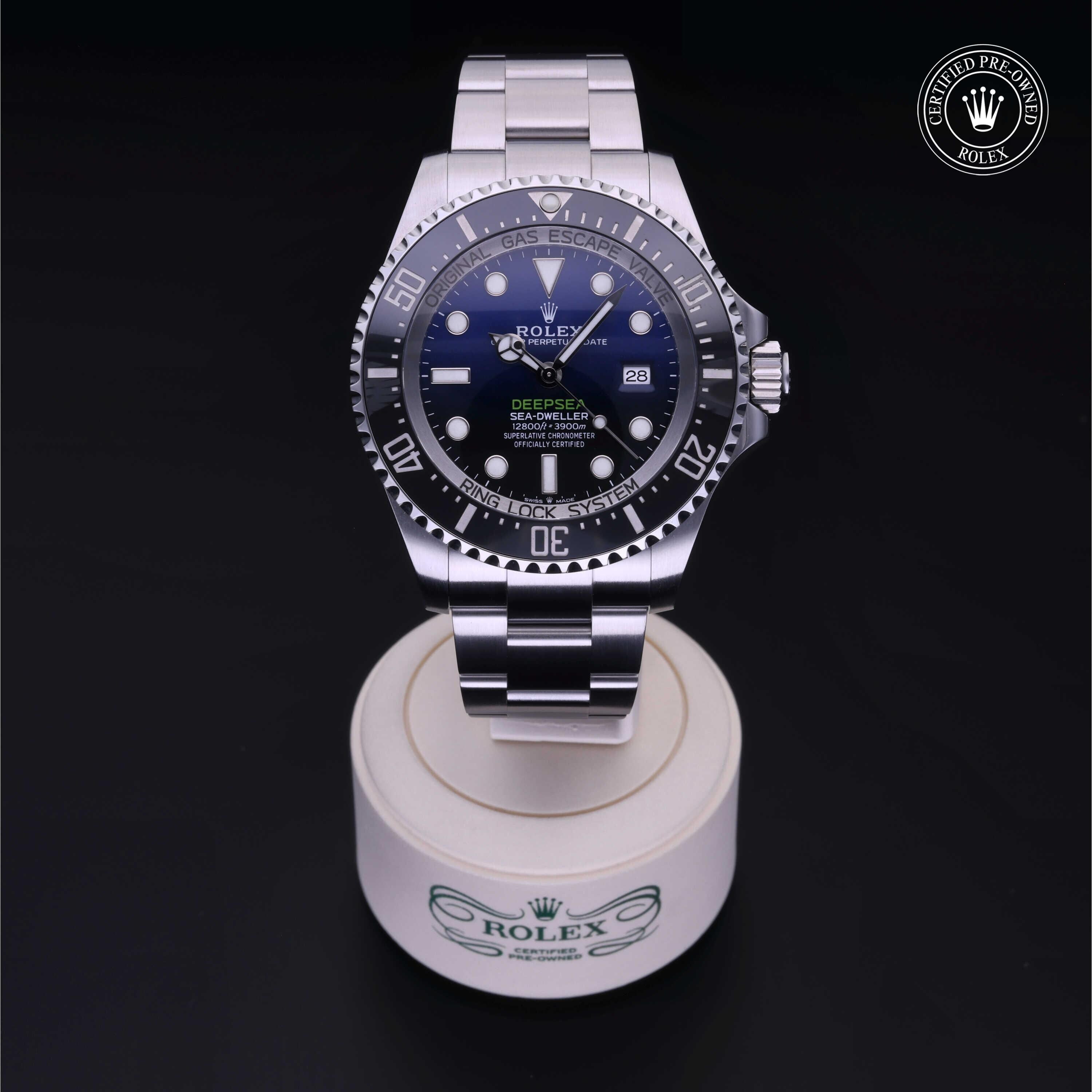 Rolex Certified Pre-owned Sea-Dweller M126660-0002 front on black background